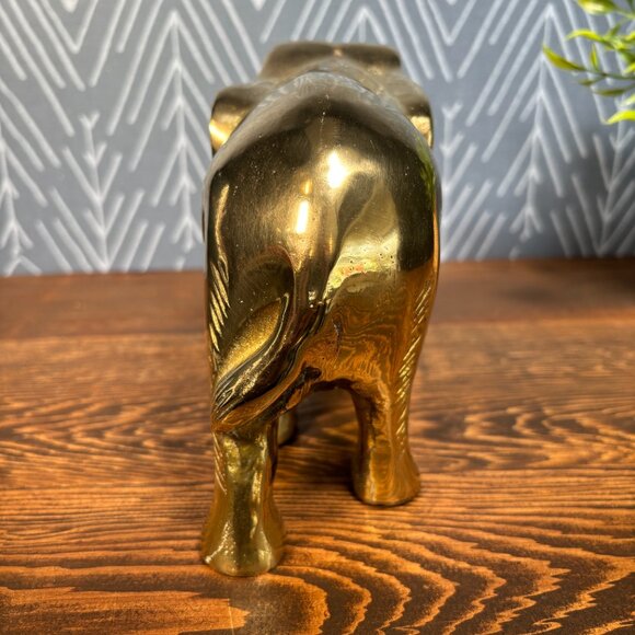 Vintage Brass Elephant Figurine Solid Heavy Sculpture - Picture 4 of 17